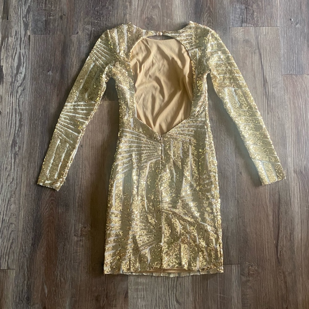 Beautiful gold sparkle special occasion mini dress